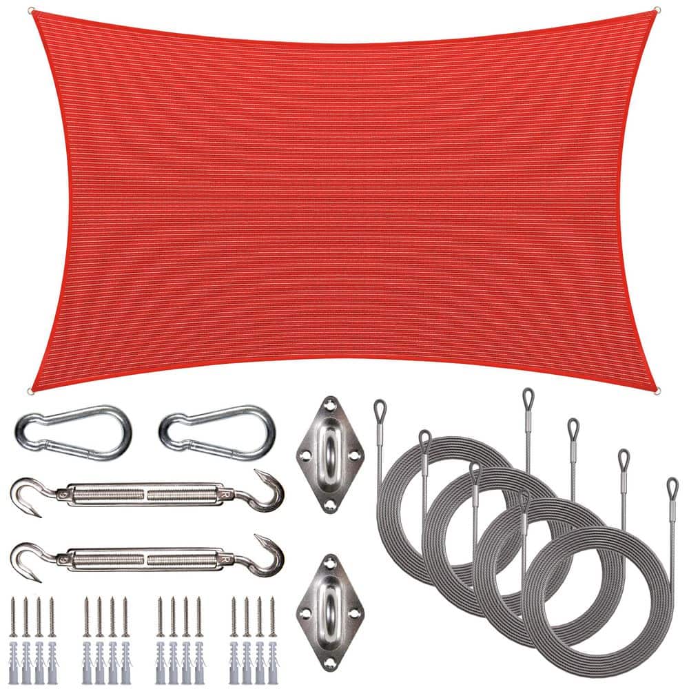 14 ft. x 18 ft. Rectangle Sun Shade Sail with Hardware Kit and Rope-Red price history on PriceWatchPro