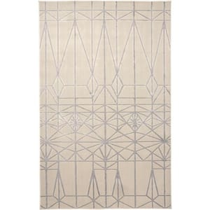 5 x 8 Gray and White Geometric Area Rug