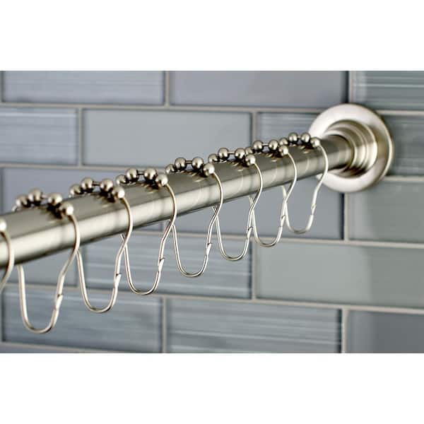 Classic 60 in. to 72 in. Fixed Shower Curtain Rod with Hooks in Brushed Nickel