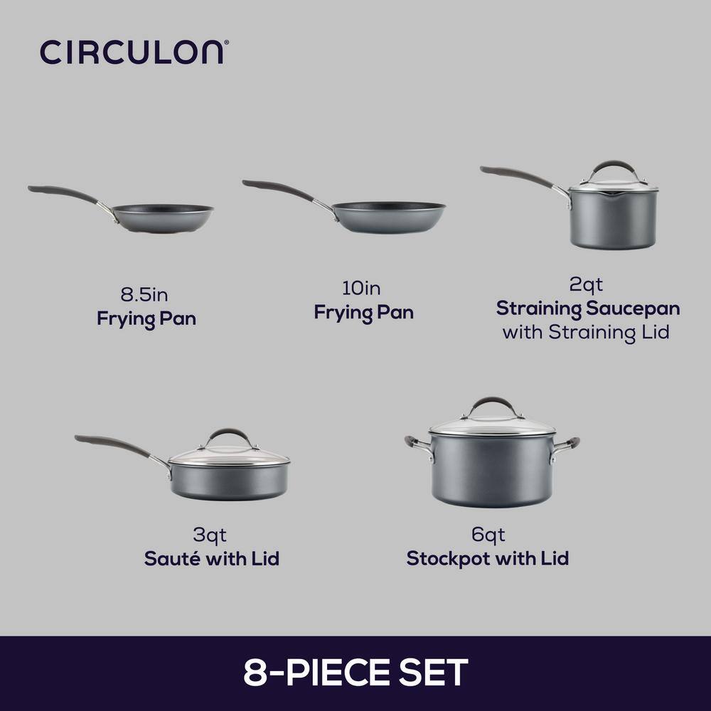 Graphite Aluminum Nonstick Induction Cookware Set, 8-Piece