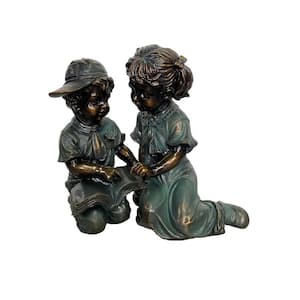 12 in. Boy and Girl Reading Garden Statue