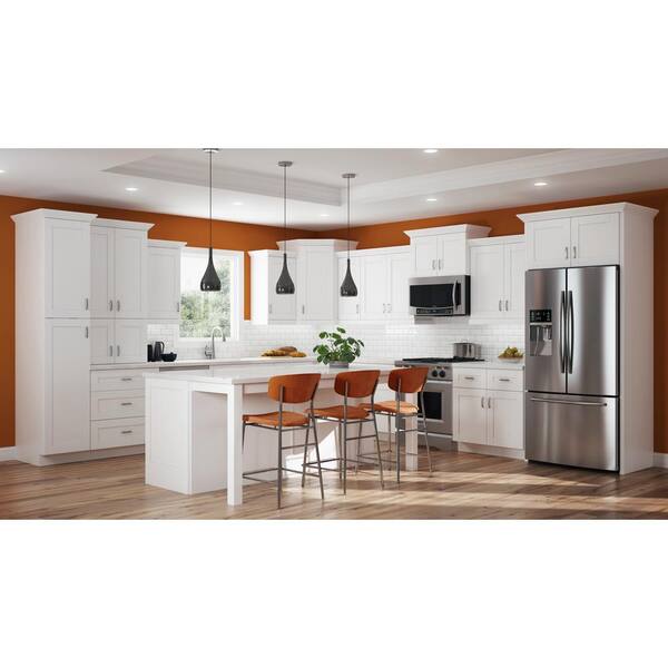 Contractor Express Cabinets Arlington Vesper White Plywood Shaker Stock Assembled Pantry Kitchen Cabinet Soft Close 18 in W x 24 in D x 90 in H