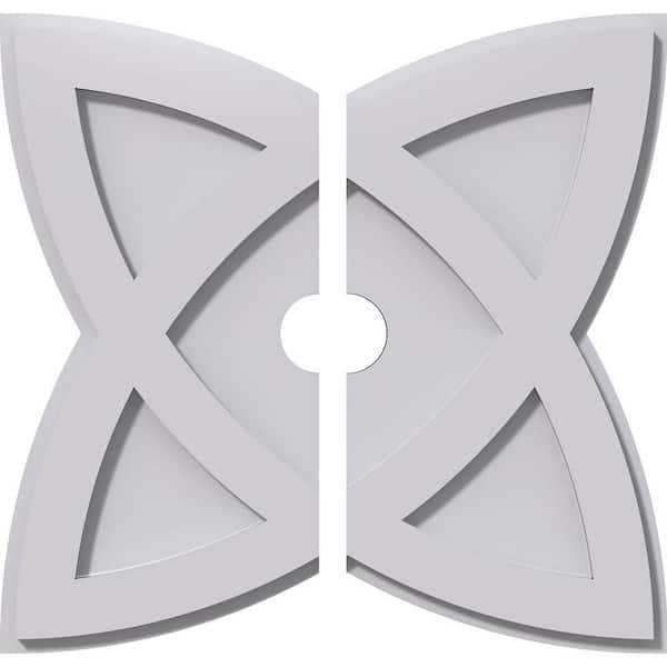 Ekena Millwork 1 in. P X 6 in. C X 16 in. OD X 2 in. ID Cosmo Architectural Grade PVC Contemporary Ceiling Medallion, Two Piece