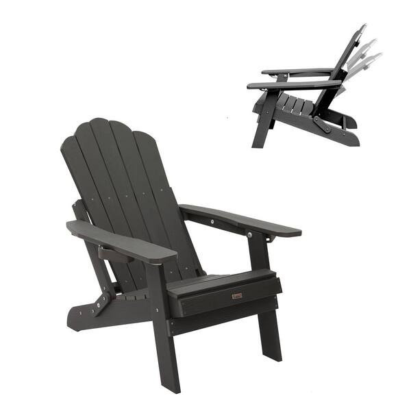 Kadehome Folding Plastic Outdoor Adirondack Chair in Gray
