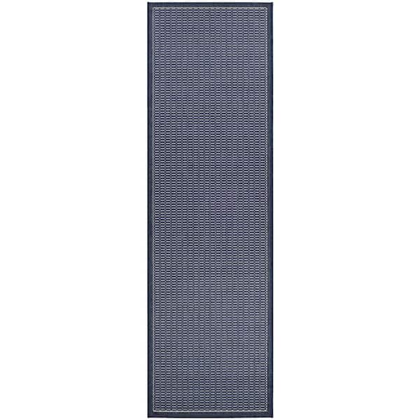Recife Saddle Stitch Ivory-Indigo 2 ft. x 12 ft. Indoor/Outdoor Runner Rug