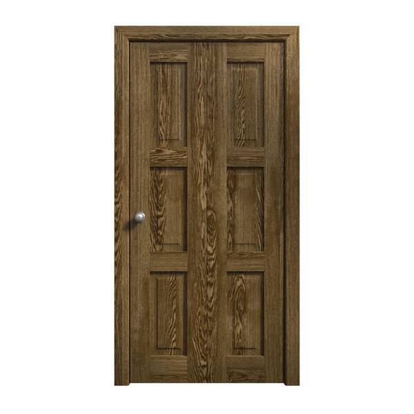 56 in. x 80 in. Marble Oak Solid Wood Bi-Fold Doors with Hardware