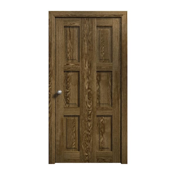 84 in. x 80 in. Marble Oak Solid Wood Bi-Fold Doors with Hardware