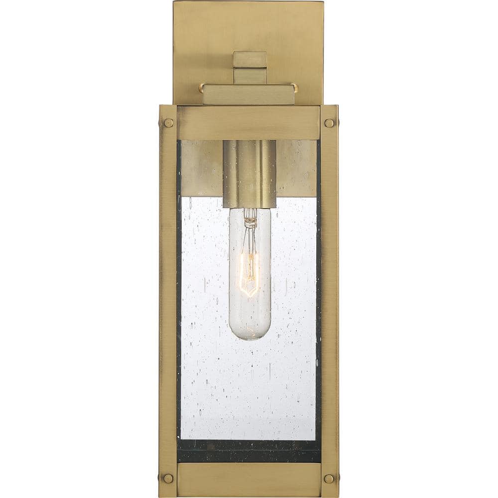 Antique Brass 14.25" Outdoor Wall Lantern with Clear Glass