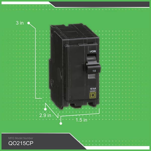 Square D QO 15 Amp 2-Pole Circuit Breaker QO215CP - The Home