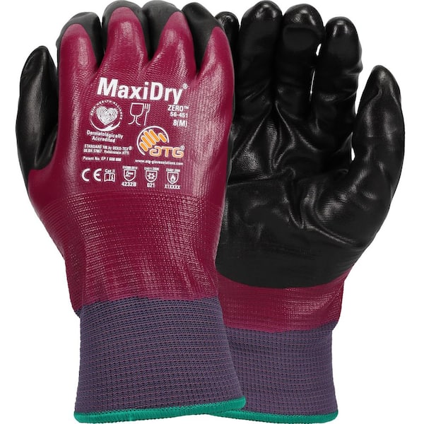 MaxiDry Zero Unisex X-Large Purple Thermal Lined Double Dipped Nitrile Coating Multi-Purpose Nylon Work & Outdoor Glove