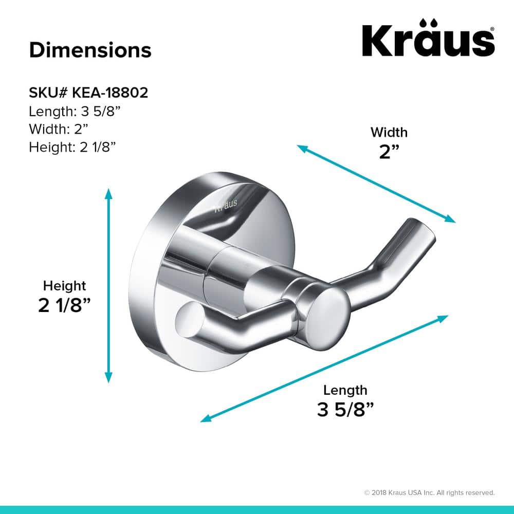Elie Chrome Double Wall Mounted Robe Hook