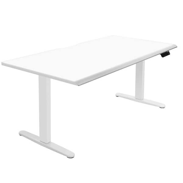 60 in. Rectangular White Tabletop Dual Motor Electric Standing Desk with-White Base