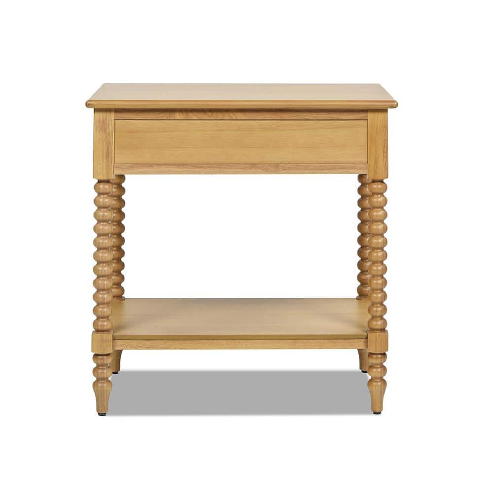 Easton 28" Natural Brown Wood 1-Drawer Side Table with Shelf