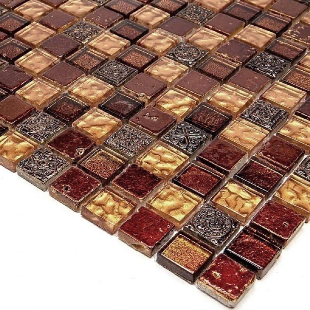 Apollo Gold and Beige 11.7" Square Polished Mosaic Tile