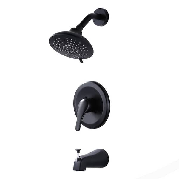 ALEASHA Single Handle 5-Spray Tub and Shower Faucet 1.8 GPM in. Matte Black (Valve Included)