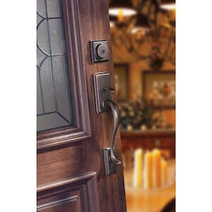 Hawthorne Venetian Bronze Single Cylinder Door Handleset with Juno Door Knob Featuring SmartKey Security