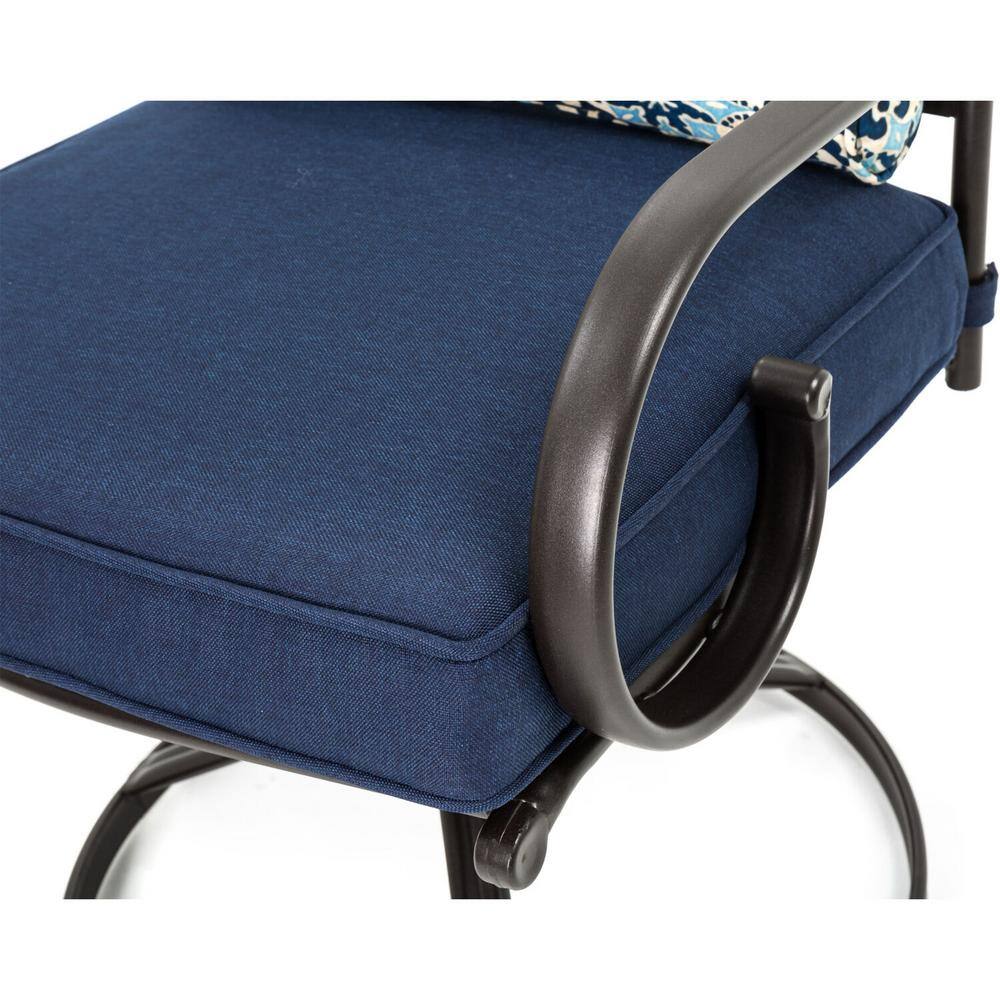 Montclair Navy Blue 9-Piece Steel Outdoor Dining Set with Swivel Rockers