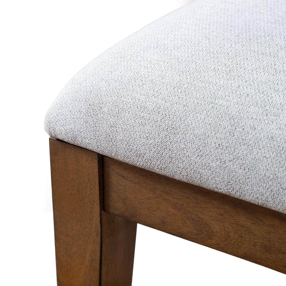 White Upholstered Solid Wood Low Side Chair Set