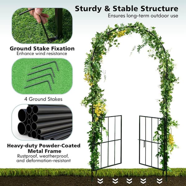 Costway 90.5 in. x 43.5 in. Metal Garden Arch Arbor Trellis