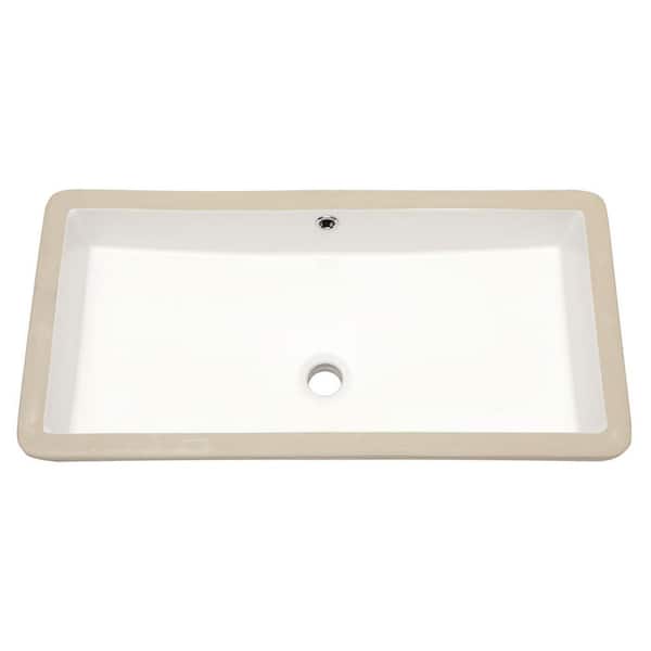 Anky 28 in. W Undermount Bathroom Sink in White Ceramic