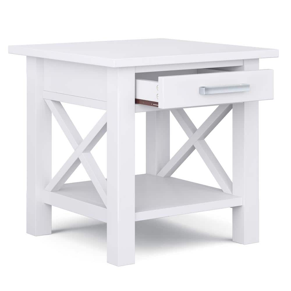 Kitchener Contemporary White Solid Wood Square End Table with Storage