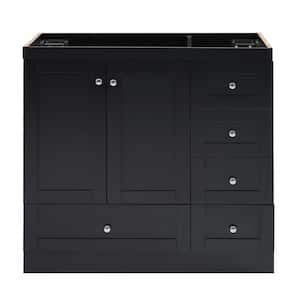 36 in. Bath Vanity Cabinet without Top with 2-Doors and 4-Drawers in Black