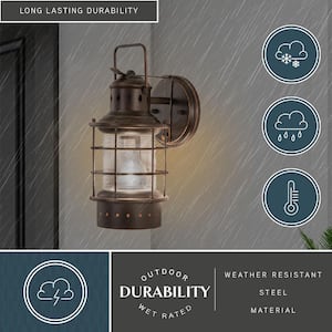 Hyannis 1 Light Bronze Coastal Lantern Cylinder Outdoor Wall Lantern Clear Glass