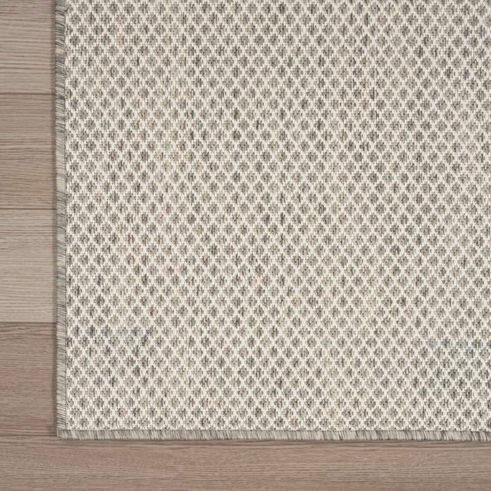Ivory Silver Geometric Flat Woven Indoor/Outdoor Rug 3' x 5'