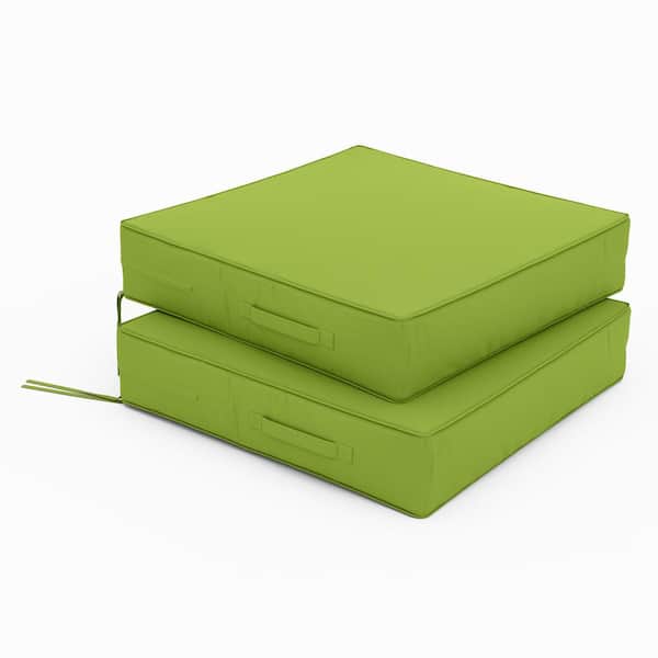 19 in. x 19 in. x 4 in. (2-Pack) Square Outdoor Patio Seating Repacement Lounge Chair Dining Seat Cushion Grass Green