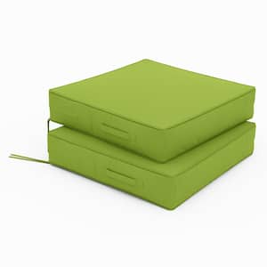 22 in. x 22 in. x 4 in. (2-Pack) Square Outdoor Patio Seating Repacement Lounge Chair Dining Seat Cushion Grass Green