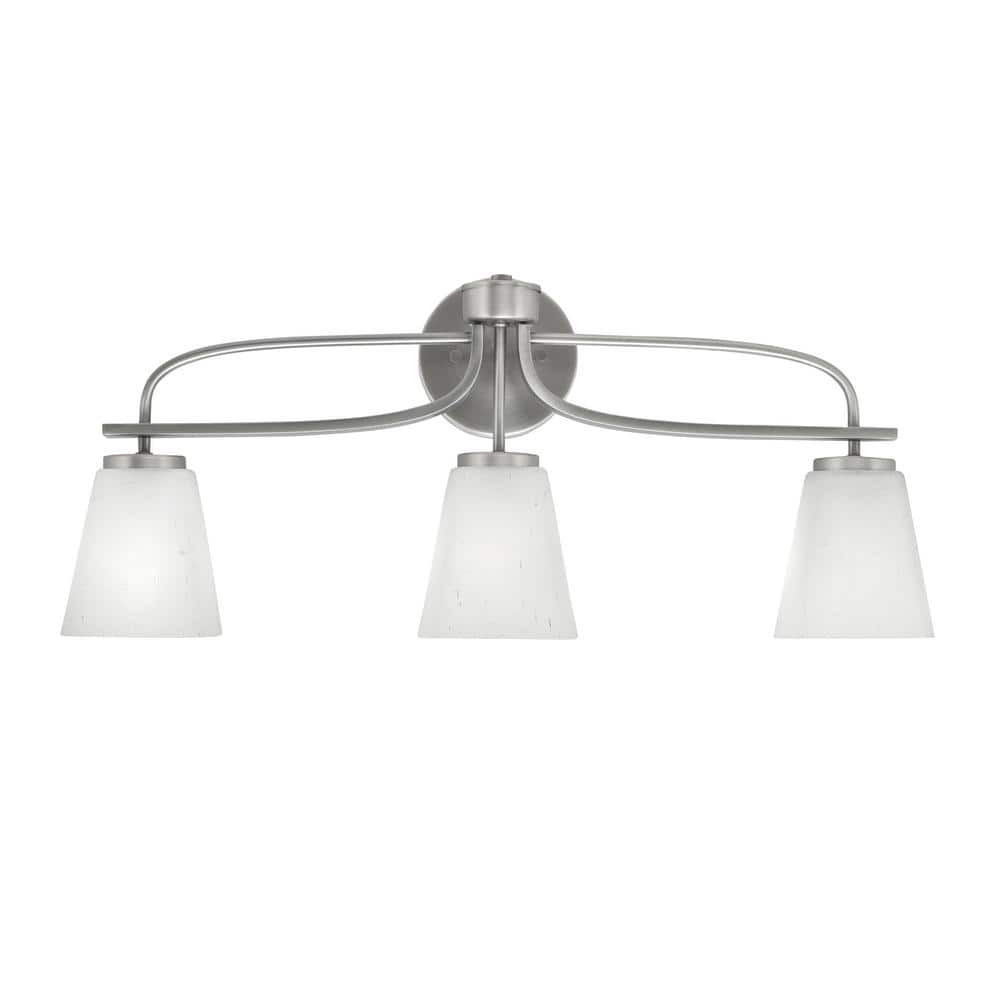 Olympia 26 in. 3-Light Graphite Vanity Light Square White Muslin Glass Shad