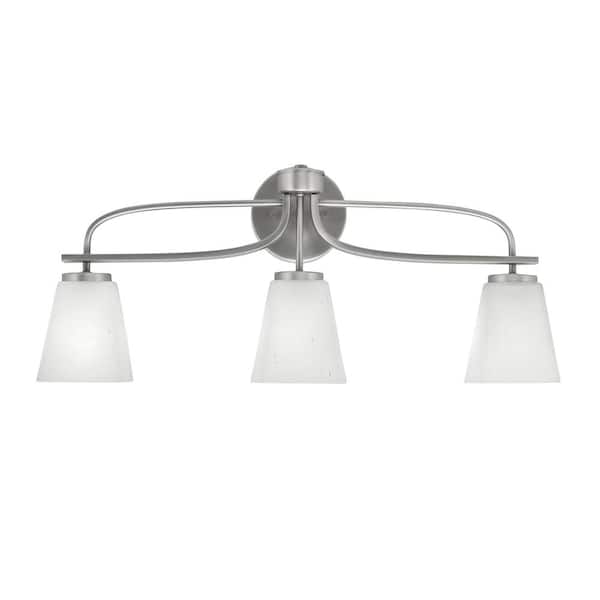 Unbranded Olympia 26 in. 3-Light Graphite Vanity Light Square White Muslin Glass Shade