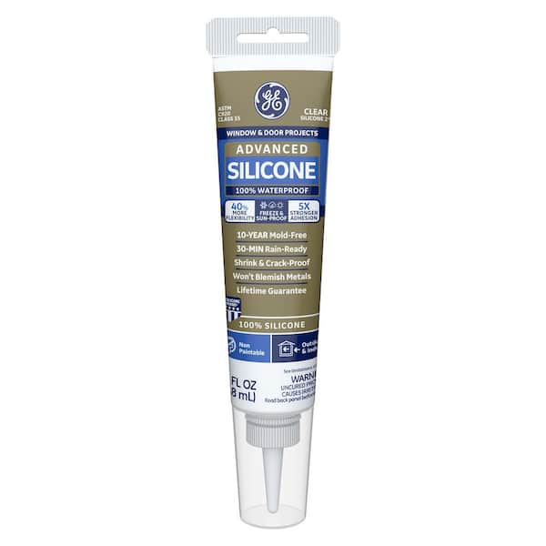 GE Advanced Silicone 2 2.8 oz. Clear Window and Door Squeeze Sealant