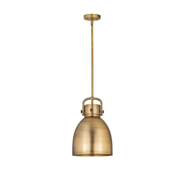 Innovations Newton Bell 100-Watt 1 Light Brushed Brass Shaded Pendant ...