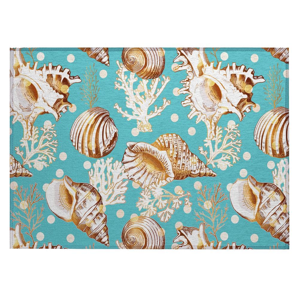 Surfside Blue 1 ft. 8 in. x 2 ft. 6 in. Geometric Indoor/Outdoor Area Rug