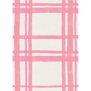 Plaid Pink Vinyl Peel and Stick Wallpaper Sample