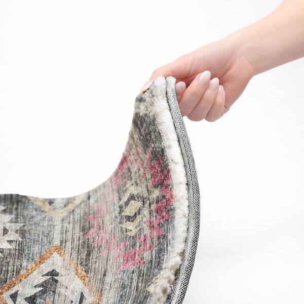 Dream Shag Premium Machine Washable Abstract ADS836 Gray 2 ft. x 7 ft. Runner Rug