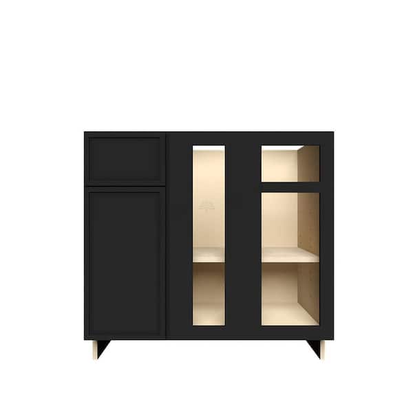 Slim Shaker Assembled 36 in. W x 34.5 in. H x 24 in. D Blind Corner Base Kitchen Cabinet in Black
