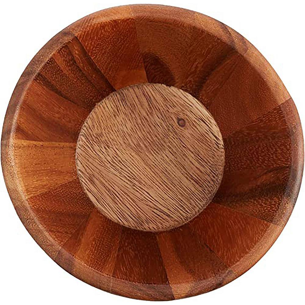 Acacia Medium Brown Circular Serving Bowls, Set of 4
