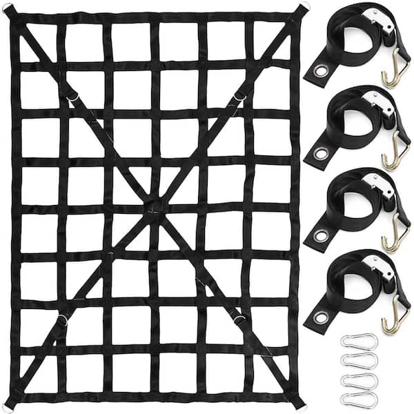 VEVOR 4.2 ft. x 5.5 ft. Cargo Net w/Cam Buckles and S-Hooks/Chain, Heavy- Duty Cargo Nets for Pickup Trucks Trailer SUV Jeeps BZD168X128CMJCAQWV0 -  The Home Depot