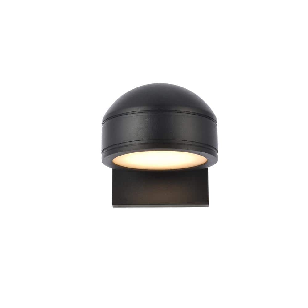 Timeless Home 1-Light Round Black LED Outdoor Wall Sconce