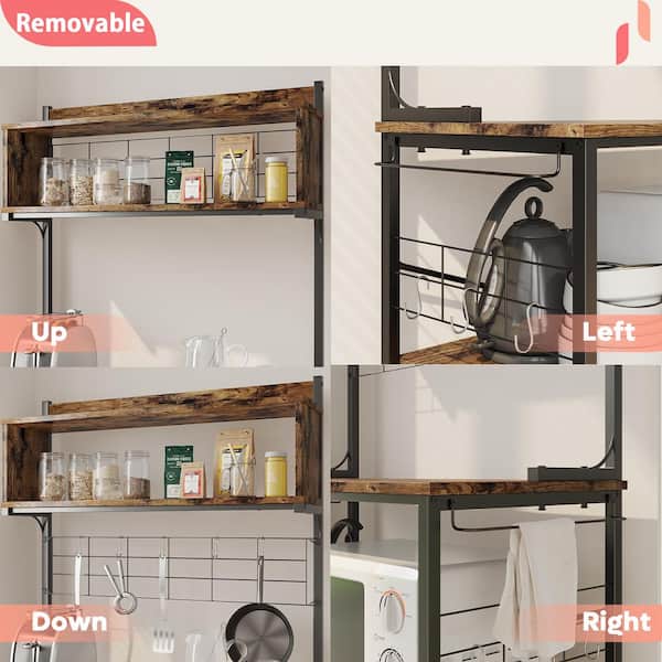 Bestier 31.5 in. Rustic Brown Baker's Rack with Microwave Compatibility  C078D-RST - The Home Depot