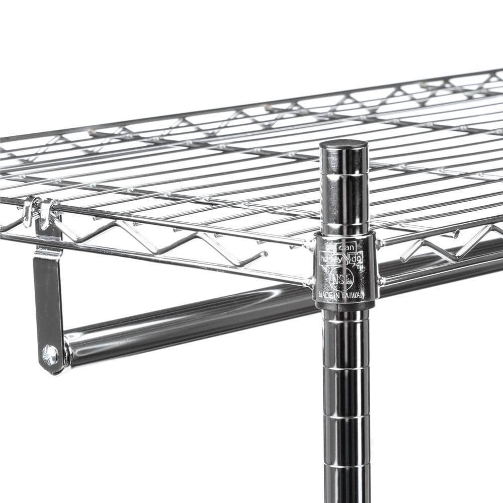 Chrome Steel Mobile Coat Rack with 2 Shelves
