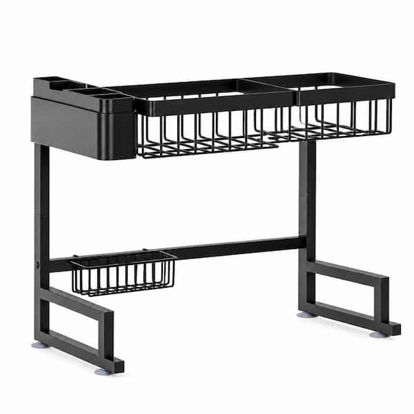 Expandable Over Sink Dish Drying Rack, Snap-On Design, 24 to 35.5 in. Length, Adjustable Height 19 to 22 in.