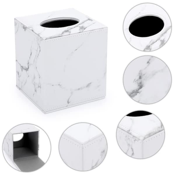 Numhew Square Leather Tissue Box Cover with Magnetic Bottom in