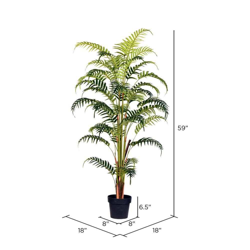 Outdoor Faux Fern Floor Plant in Black Planter, 59" Real Touch Leaves