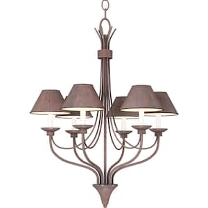 6-Lights Prairie Rock Chandelier with Tapered Metal Empire Shade