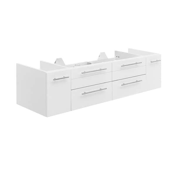 Fresca Lucera 60 In W Wall Hung Bath Vanity Cabinet Only White Fcb6160wh Uns The Home Depot - Wall Mounted Bathroom Vanity Cabinet Only