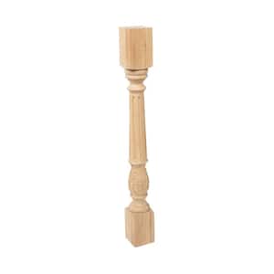 35-1/4 in. x 3-3/4 in. Unfinished Solid Hardwood Acanthus Leaf Kitchen Island Leg