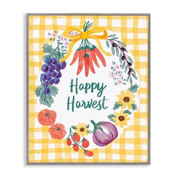 Stupell Industries Happy Harvest Kitchen by Be Ni La Gray Framed Food Giclee Art Print 14 in. x 11 in.